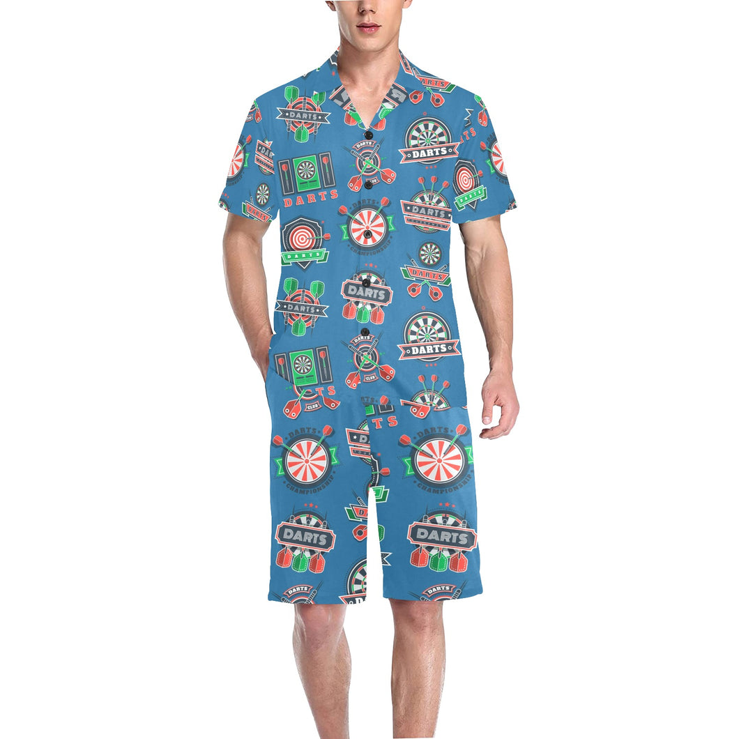 Darts Pattern Print Design 02 Men's V-Neck Short Pajama Set