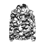 Black white camouflage pattern Men's Padded Hooded Jacket