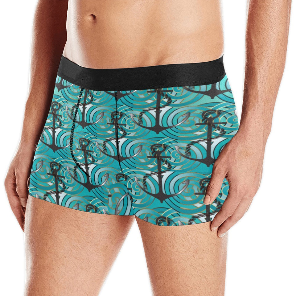 Anchor nautical green background Men's All Over Print Boxer Briefs Men's Underwear