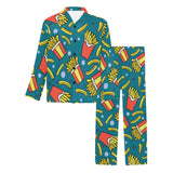 French fries red paper box pattern Men's Long Pajama Set