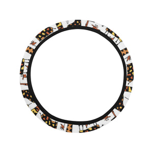 Giraffe Pattern Print Design 05 Car Steering Wheel Cover