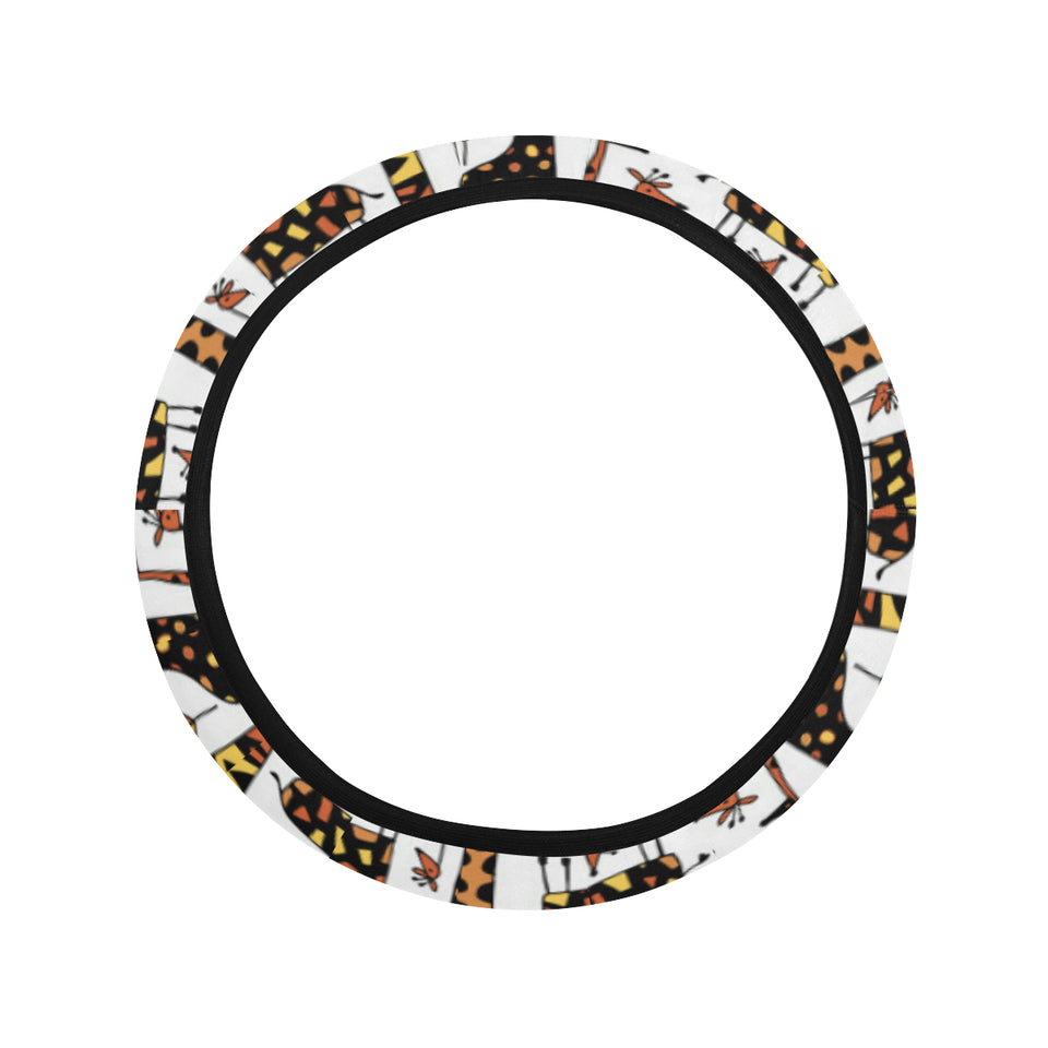 Giraffe Pattern Print Design 05 Car Steering Wheel Cover