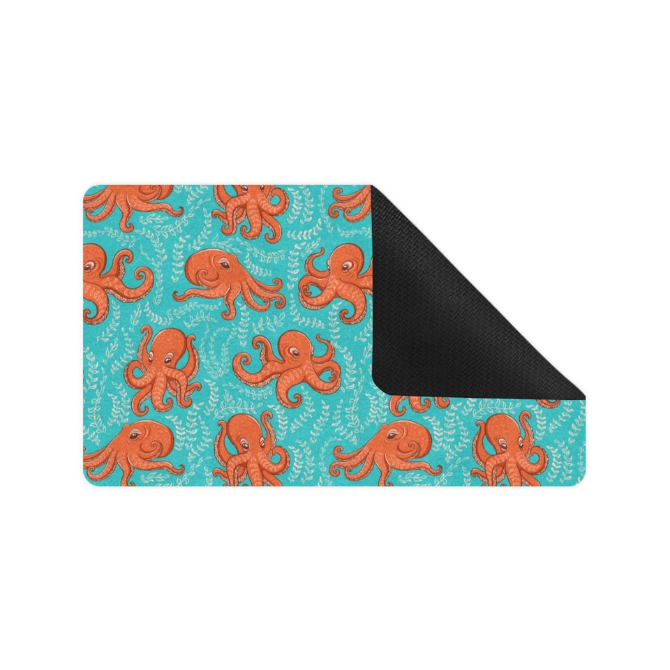 Octopus turquoise background Doormat