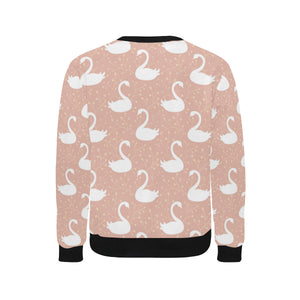 Swan flower light pink background Men's Crew Neck Sweatshirt