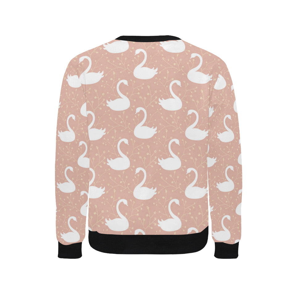 Swan flower light pink background Men's Crew Neck Sweatshirt