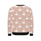 Swan flower light pink background Men's Crew Neck Sweatshirt