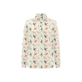 Swallow Pattern Print Design 02 Women's Long Sleeve Polo Shirt