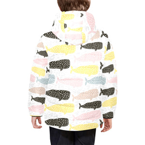 Whale dot pattern Kids' Boys' Girls' Padded Hooded Jacket