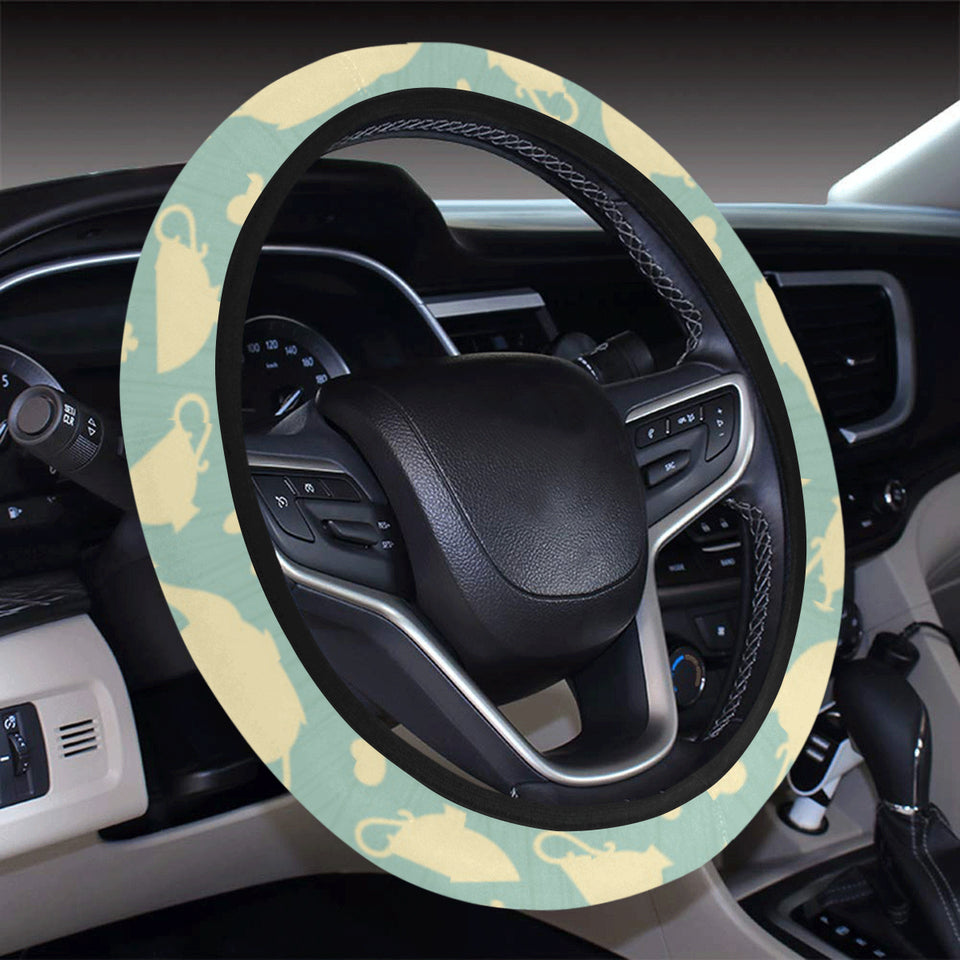 Tea pots Pattern Print Design 02 Car Steering Wheel Cover