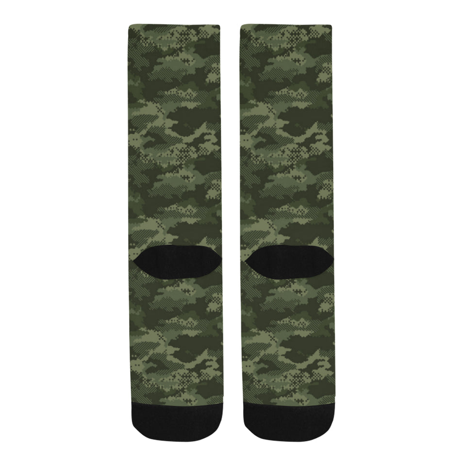 Digital Green camouflage pattern Crew Socks