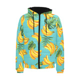 Banana Palm Leaves pattern background Men's Padded Hooded Jacket