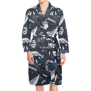Piano Pattern Print Design 02 Men's Long Sleeve Belted Night Robe