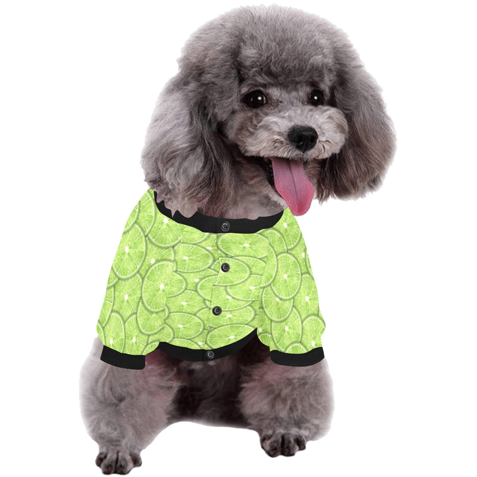 Slices of Lime pattern All Over Print Pet Dog Round Neck Fuzzy Shirt