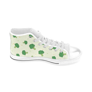 Broccoli pattern Men's High Top Canvas Shoes White