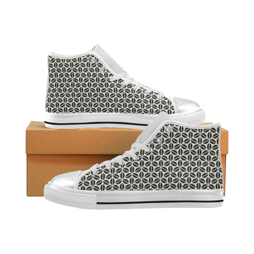Coffee bean abstract modern pattern Women's High Top Canvas Shoes White