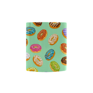 Colorful donut pattern green background Morphing Mug Heat Changing Mug