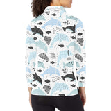 Cute dolphins Childish Style pattern Women's Long Sleeve Polo Shirt