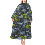 blueberry pattern Blanket Robe with Sleeves