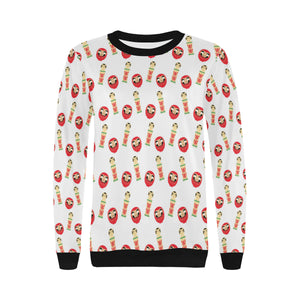 Daruma japanese wooden doll Women's Crew Neck Sweatshirt