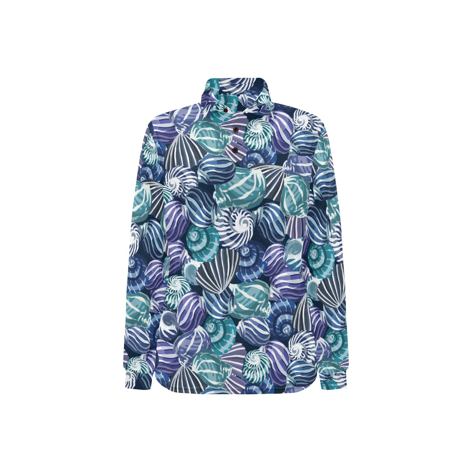 Shell design pattern Women's Long Sleeve Polo Shirt