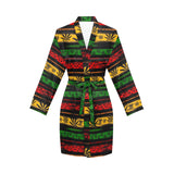 Canabis Marijuana Weed Pattern Print Design 04 Women's Long Sleeve Belted Night Robe