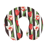 red and white tulips pattern U-Shaped Travel Neck Pillow