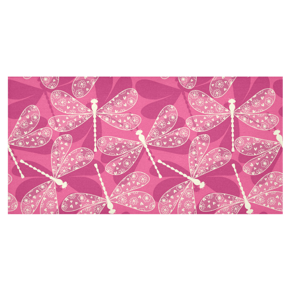 Beautiful dragonfly pink background Tablecloth