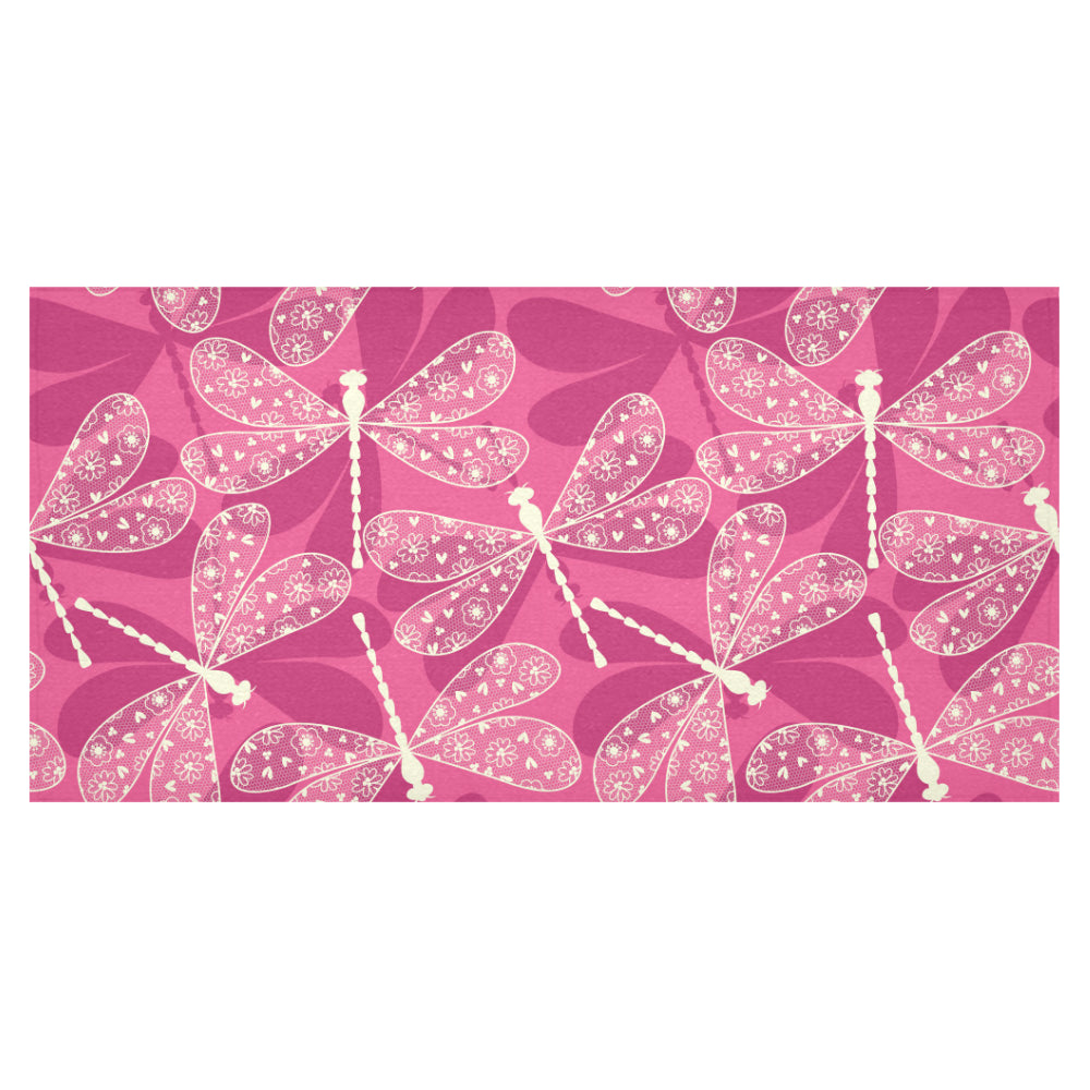 Beautiful dragonfly pink background Tablecloth