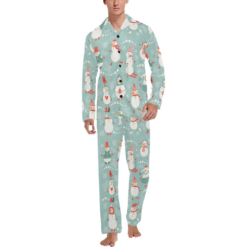 Cute snowman pattern Men's Long Pajama Set