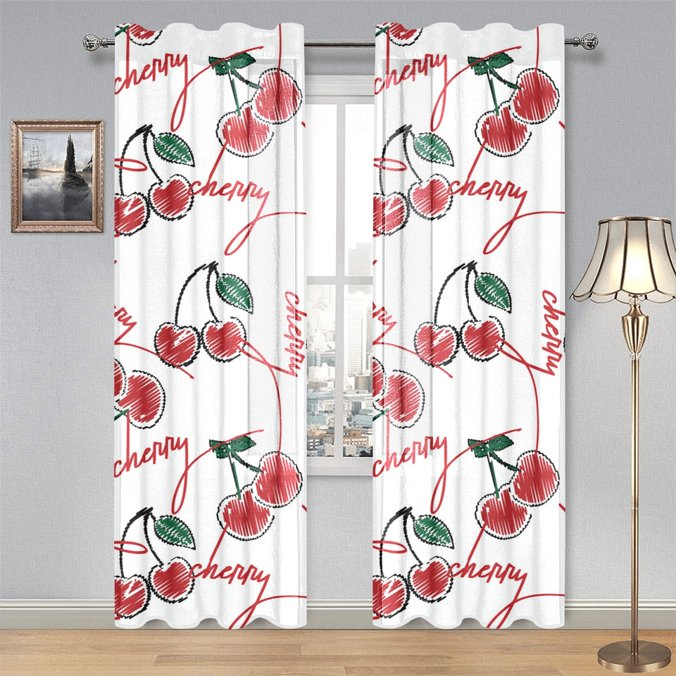 Hand drawn cherry pattern Gauze Curtain