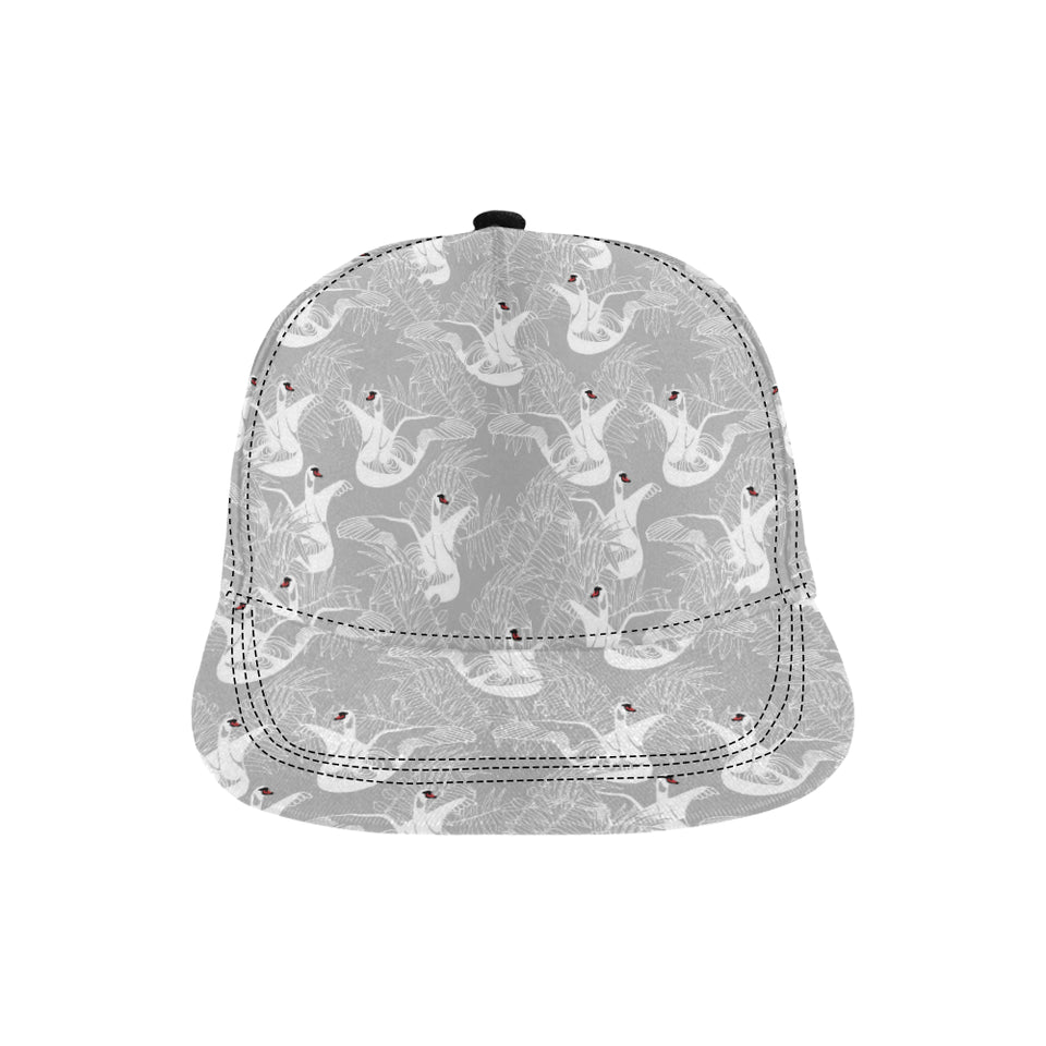 white swan gray background All Over Print Snapback Cap