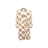 Lion Pattern Print Design 01 Men's Long Sleeve Belted Night Robe