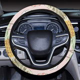 Pink flamingo birds pineapples hibiscus flower pat Car Steering Wheel Cover