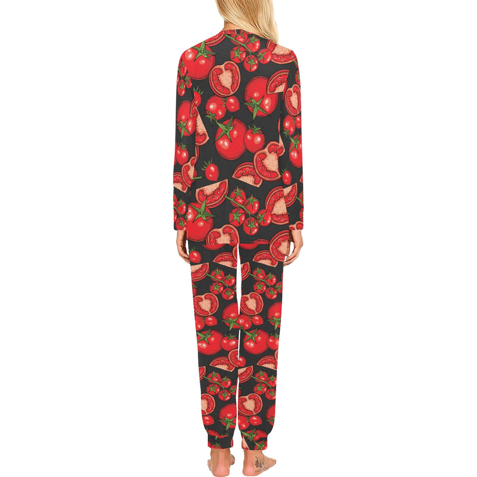 Tomato black background Women's All Over Print Pajama Set