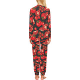 Tomato black background Women's All Over Print Pajama Set