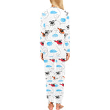 Watercolor helicopter cloud pattern Women's All Over Print Pajama Set