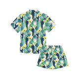 Toucan tropical leaves design pattern Kids' Boys' Girls' V-Neck Short Pajama Set