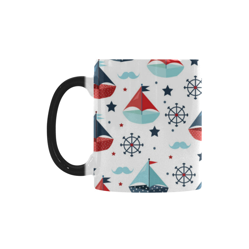 Cute color paper sailboat pattern Morphing Mug Heat Changing Mug