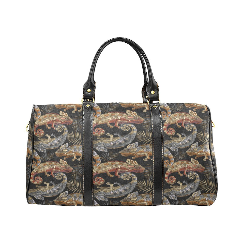 Chameleon lizard tropical leaves palm tree Travel Bag