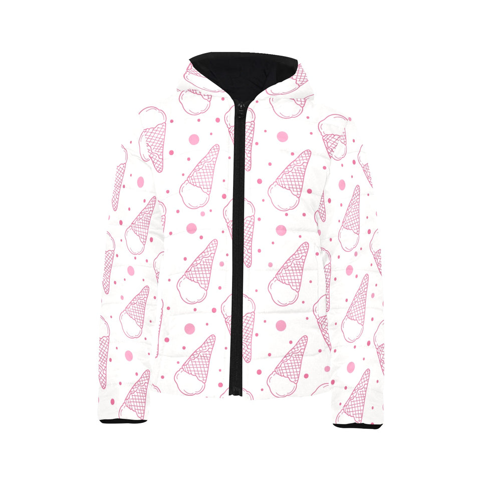 Hand drawn ice cream pattern Kids' Boys' Girls' Padded Hooded Jacket