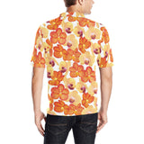 Orange yellow orchid flower pattern background Men's All Over Print Polo Shirt