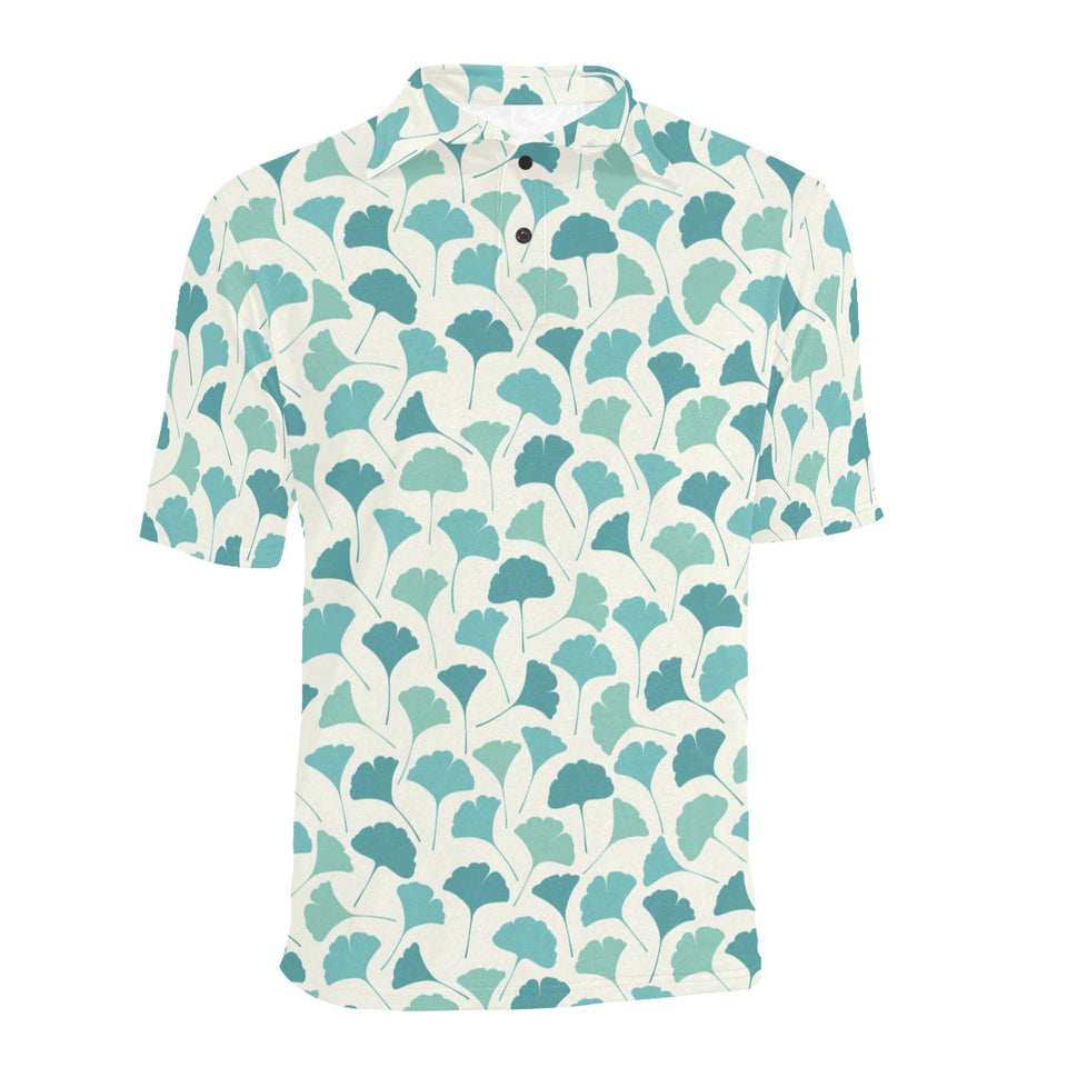 Green ginkgo leaves pattern Men's All Over Print Polo Shirt