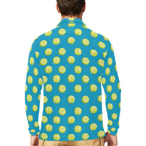 Tennis Pattern Print Design 05 Men's Long Sleeve Polo Shirt