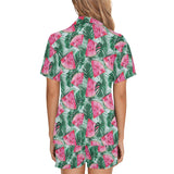 Watermelons tropical palm leaves pattern Women's V-Neck Short Pajama Set