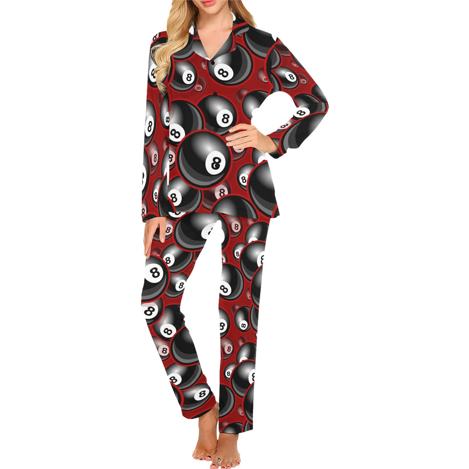 Billiard Ball Pattern Print Design 05 Women's Long Pajama Set