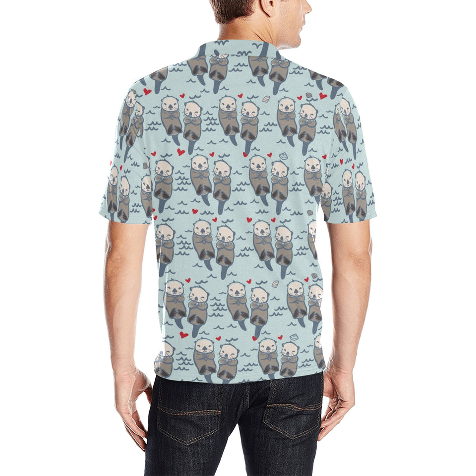 Lovely Sea Otter Pattern Men's All Over Print Polo Shirt