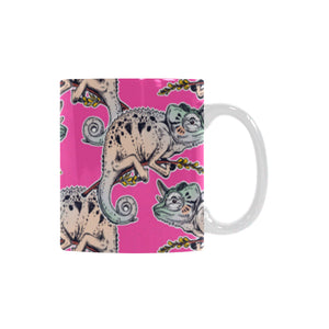 Chameleon lizard pattern pink background Classical White Mug (Fulfilled In US)