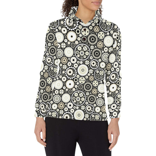 Gear Pattern Print Design 02 Women's Long Sleeve Polo Shirt