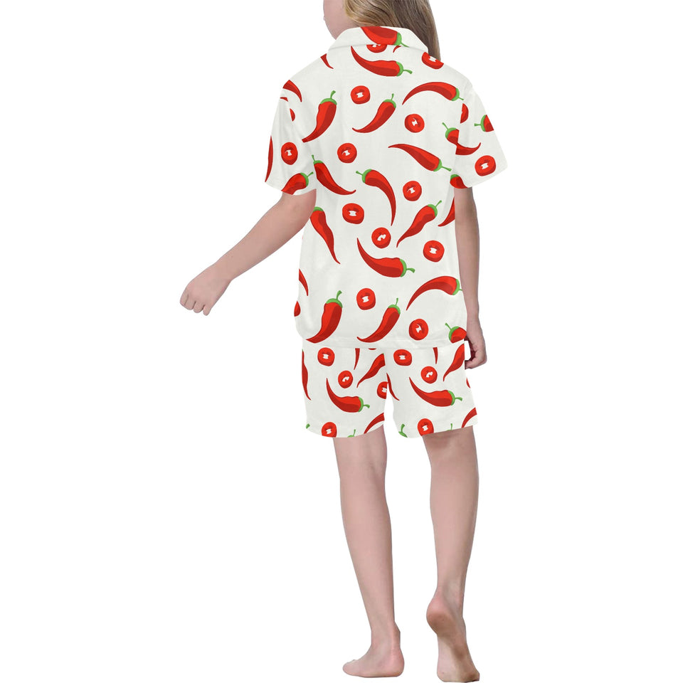 Chili pattern Kids' Boys' Girls' V-Neck Short Pajama Set