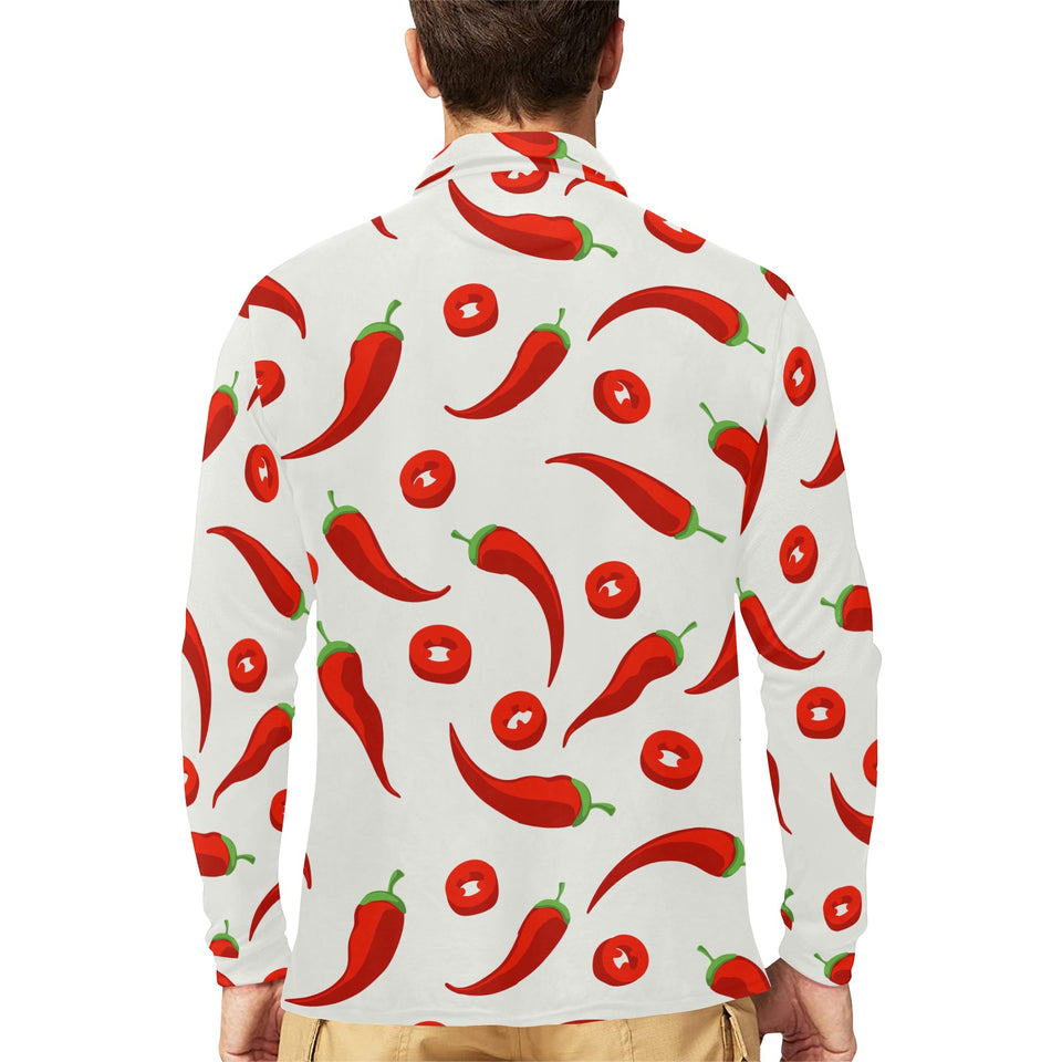 Chili pattern Men's Long Sleeve Polo Shirt